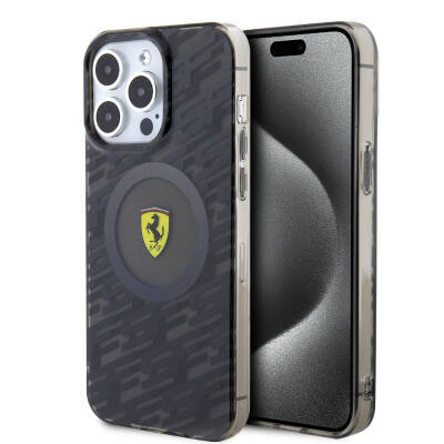 Apple iPhone 15 Pro Max Case Ferrari Original Licensed Magsafe Charging Feature Multi SF Cover Black