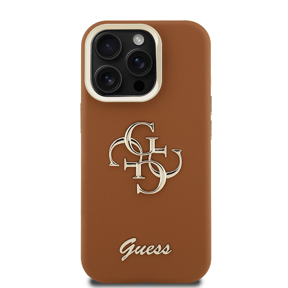 Apple iPhone 15 Pro Max Case Guess Original Licensed Grained Text Logo Camera Stand Cover - 7