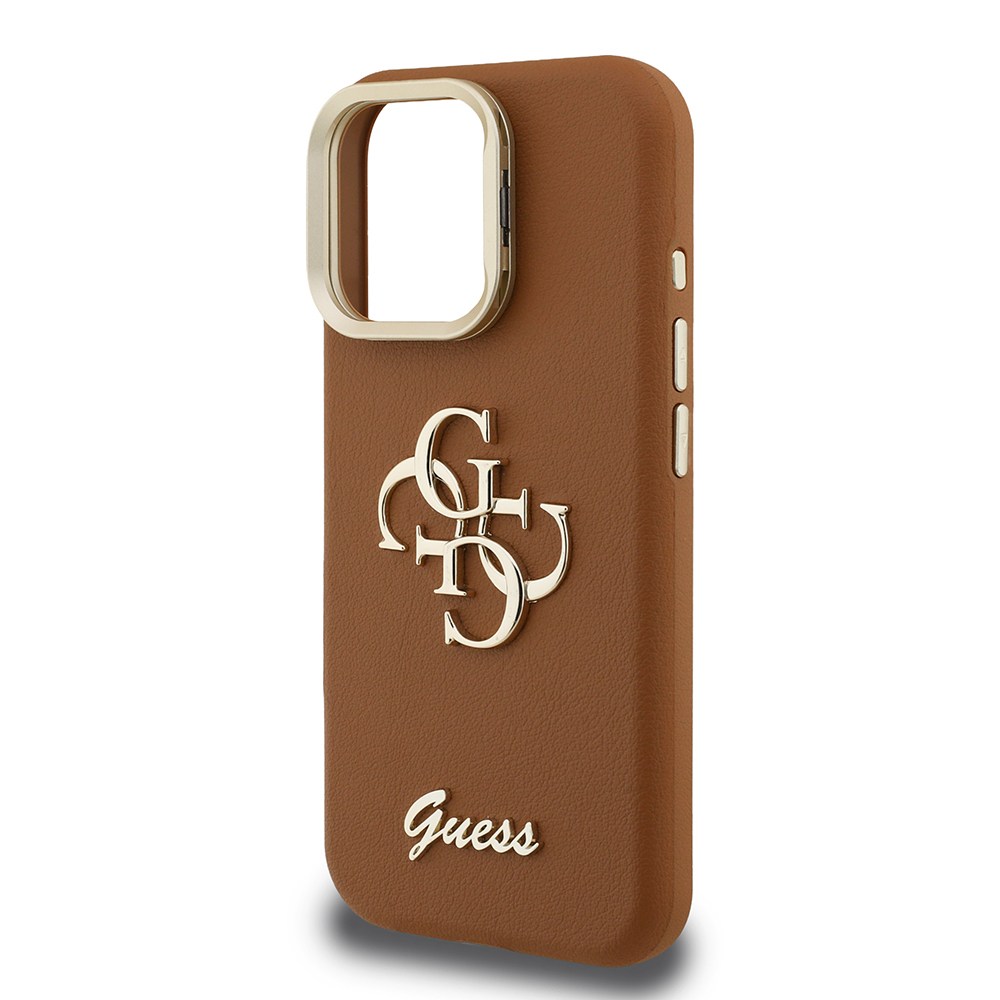 Apple iPhone 15 Pro Max Case Guess Original Licensed Grained Text Logo Camera Stand Cover - 10