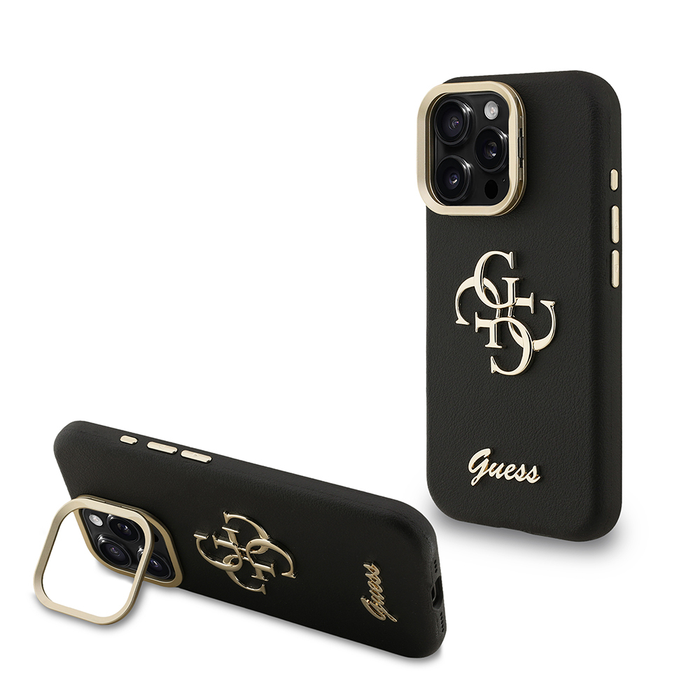Apple iPhone 15 Pro Max Case Guess Original Licensed Grained Text Logo Camera Stand Cover - 3