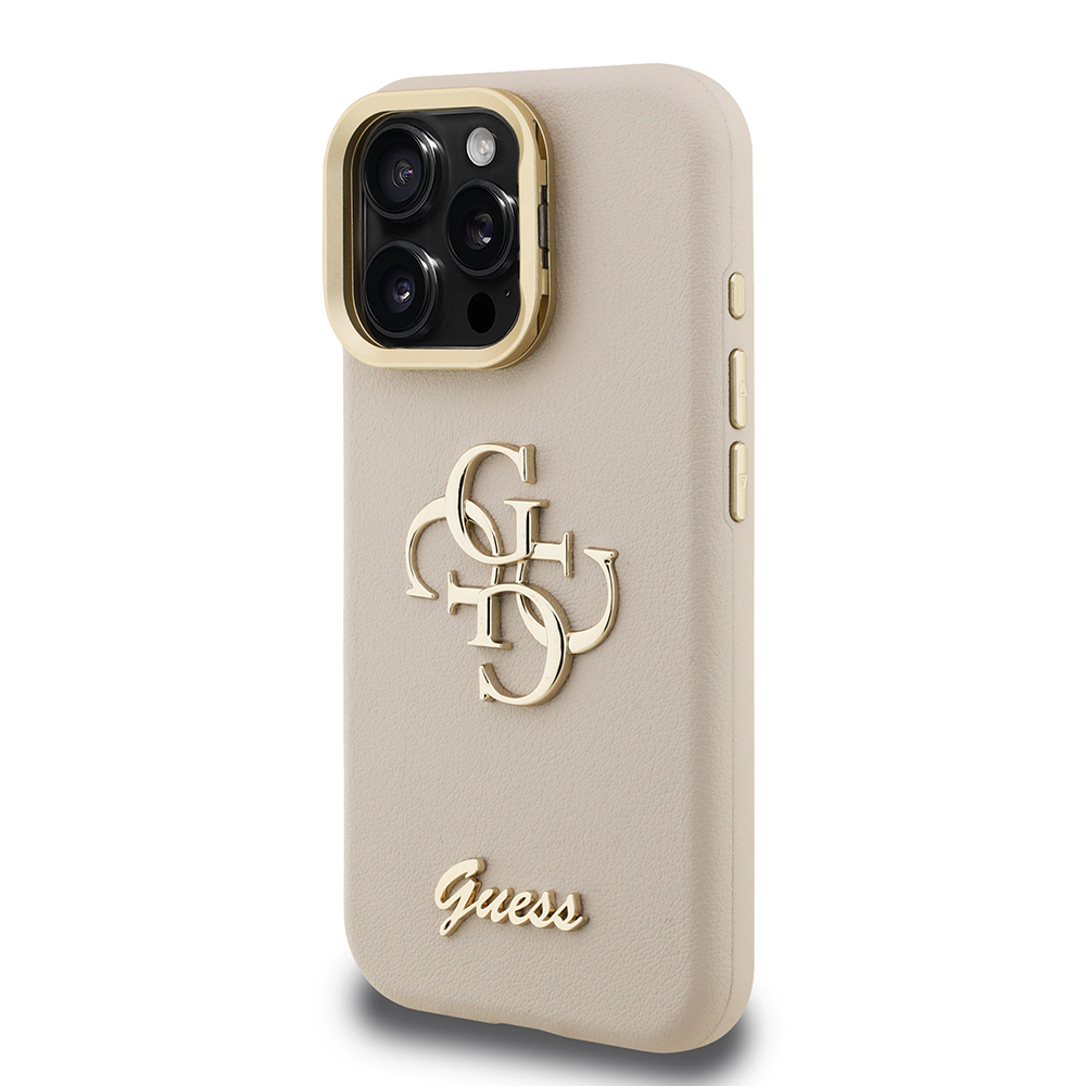 Apple iPhone 15 Pro Max Case Guess Original Licensed Grained Text Logo Camera Stand Cover - 20