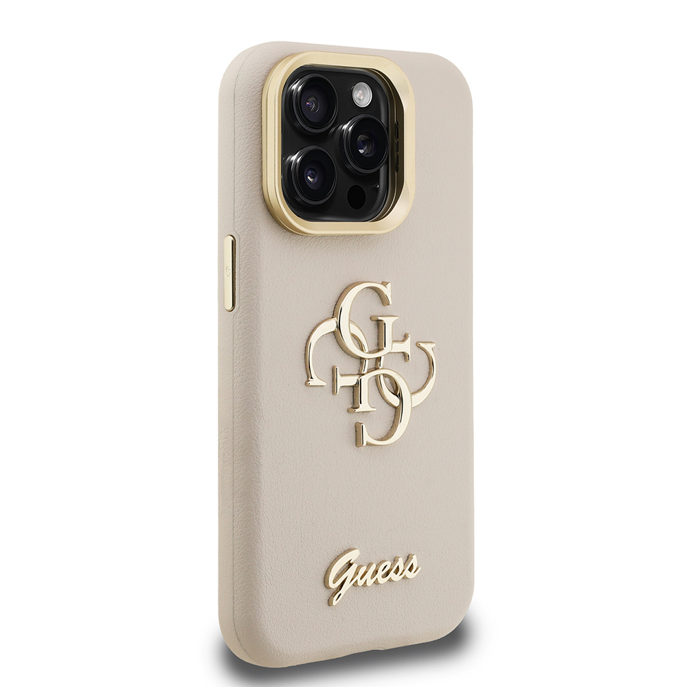 Apple iPhone 15 Pro Max Case Guess Original Licensed Grained Text Logo Camera Stand Cover - 22