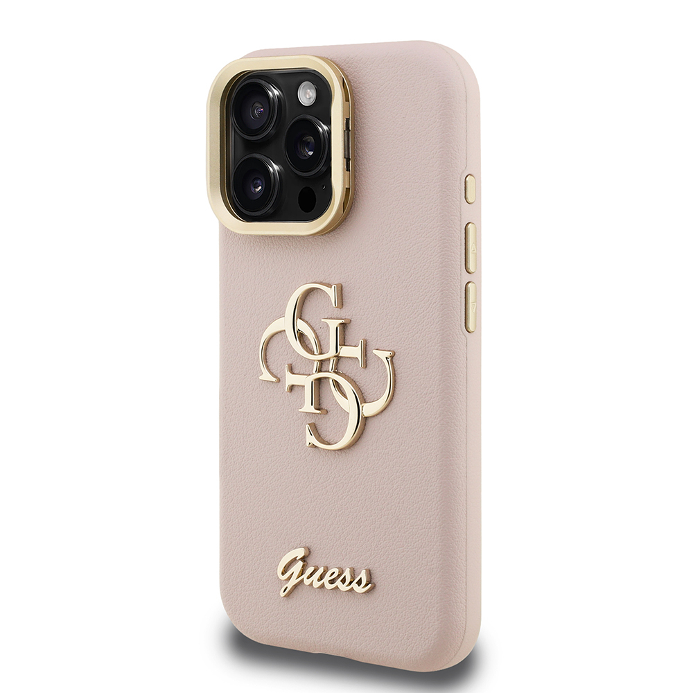 Apple iPhone 15 Pro Max Case Guess Original Licensed Grained Text Logo Camera Stand Cover - 27