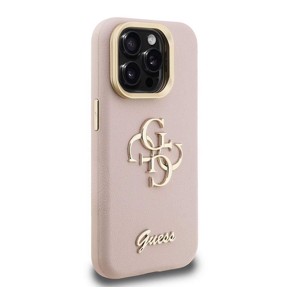Apple iPhone 15 Pro Max Case Guess Original Licensed Grained Text Logo Camera Stand Cover - 29