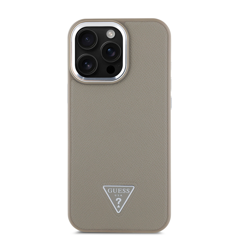 Apple iPhone 15 Pro Max Case Guess Original Licensed M-safe Charging Feature Grained Triangle Cover - 12