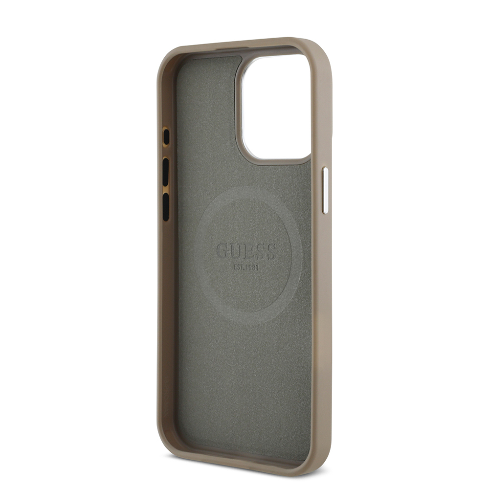 Apple iPhone 15 Pro Max Case Guess Original Licensed M-safe Charging Feature Grained Triangle Cover - 16