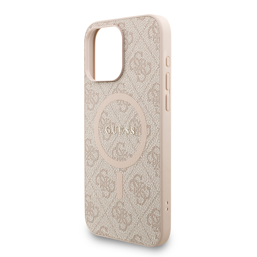 Apple iPhone 15 Pro Max Case Guess Original Licensed M-safe Charging Feature PU Leather Wrist Strap Rope Cover Text Logo - 7