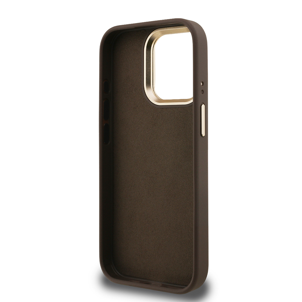 Apple iPhone 15 Pro Max Case Guess Original Licensed PU Leather 4G Patterned Metal Big 4G and Text Logo Camera Stand Cover - 32