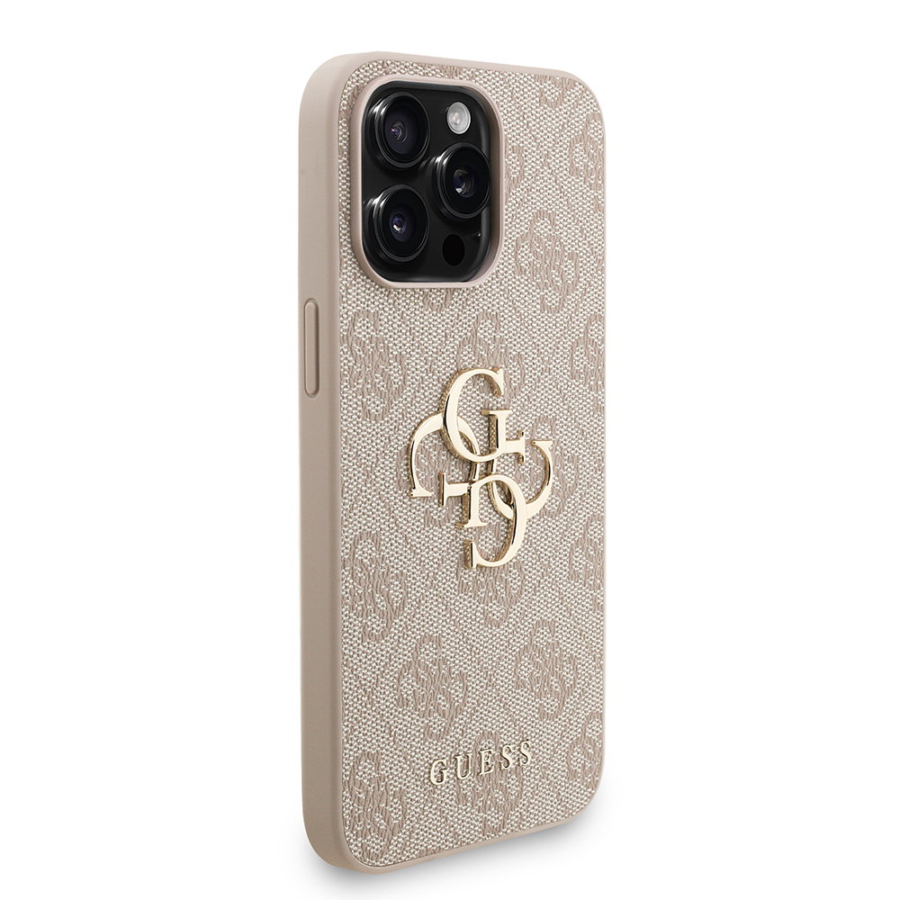 Apple iPhone 15 Pro Max Case Guess Original Licensed PU Leather Wrist Strap Rope Metal Big 4G and Text Logo Cover - 14