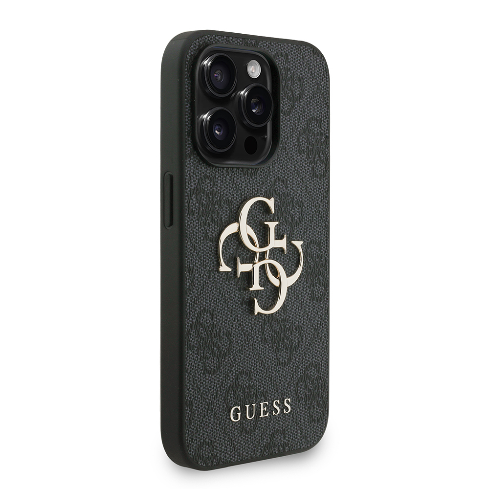 Apple iPhone 15 Pro Max Case Guess Original Licensed PU Leather Wrist Strap Rope Metal Big 4G and Text Logo Cover - 21
