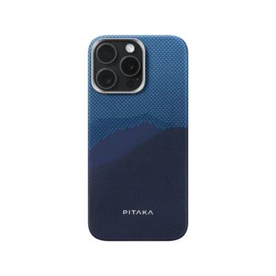 Apple iPhone 15 Pro Max Case M-safe Charging Feature Lumintex Technology Phosphorescent Feature Aramid Fiber Pitaka Tactile Woven Starpeak Series Over The Horizon Cover Blue