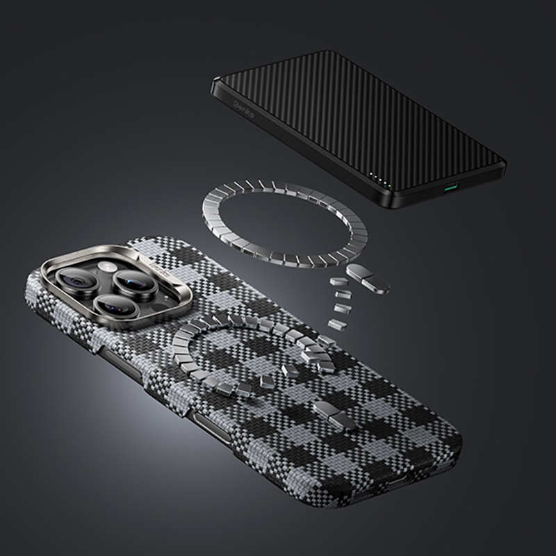 Apple iPhone 15 Pro Max Case M-safe Charging Feature Plaid Design Benks ArmorVichy Kevlar Cover - 13