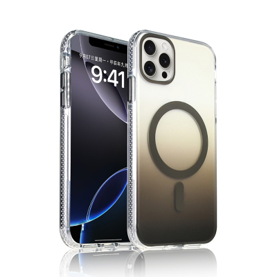 Apple iPhone 15 Pro Max Case M-safe Charging Feature Transparent Color Transition Zore Toros Cover Grey