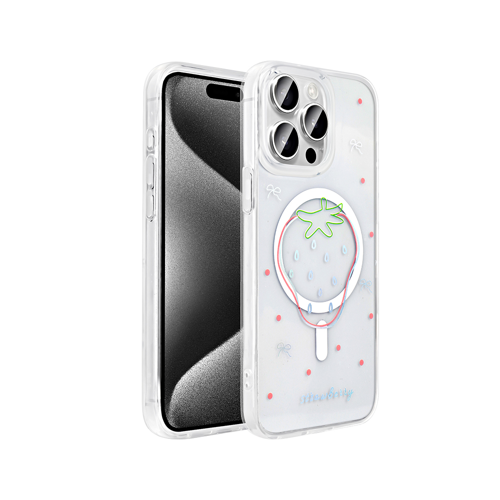 Apple iPhone 15 Pro Max Case M-Safe Charging Transparent Zore Folk Hard Cover - 4