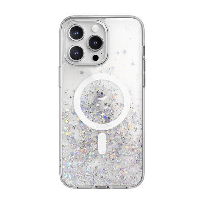 Apple iPhone 15 Pro Max Case Magsafe Charging Feature Shining Glitter Transparent Licensed Switcheasy Starfield-M Cover Colorless