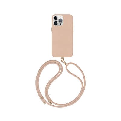 Apple iPhone 15 Pro Max Case Magsafe Charging Feature Soft Back Surface Strap Drawstring Coehl Muse Cover Rose Gold