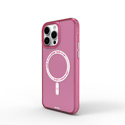 Apple iPhone 15 Pro Max Case Magsafe Charging Feature Wiwu Basic Color J Series Cover Dark Pink