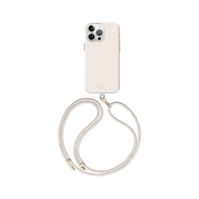 Apple iPhone 15 Pro Max Case Magsafe Charging Featured Soft Smooth Back Surface Strap Drawstring Coehl Creme Cover Cream