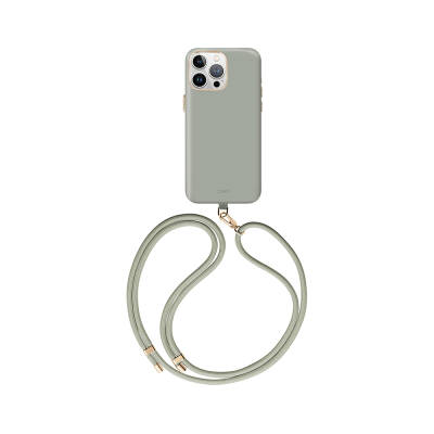 Apple iPhone 15 Pro Max Case Magsafe Charging Featured Soft Smooth Back Surface Strap Drawstring Coehl Creme Cover Green