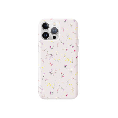 Apple iPhone 15 Pro Max Case Mini Meadow Flowers Patterned Coehl Prairie Cover Light Pink