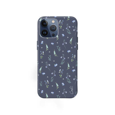 Apple iPhone 15 Pro Max Case Mini Meadow Flowers Patterned Coehl Prairie Cover Navy blue