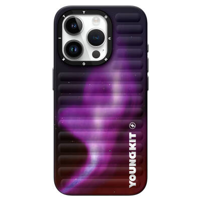 Apple iPhone 15 Pro Max Case Northern Lights Patterned Youngkit Aurora Series Cover Purple