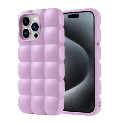 Apple iPhone 15 Pro Max Case Shiny Flexible Silicone Zore Dom Dom Cover Lila