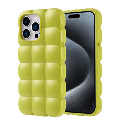 Apple iPhone 15 Pro Max Case Shiny Flexible Silicone Zore Dom Dom Cover Green