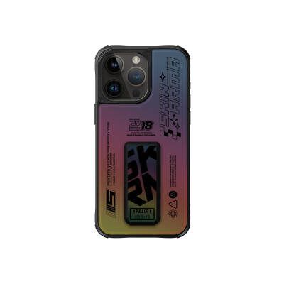 Apple iPhone 15 Pro Max Case SkinArma Holographic Design Leather Look Kira Kobai Cover with Stand Colorful