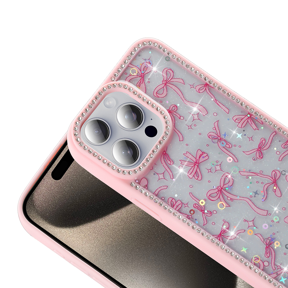 Apple iPhone 15 Pro Max Case Stone and Glitter Design Zore Azra Cover - 10