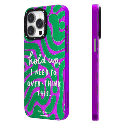 Apple iPhone 15 Pro Max Case Text Patterned Youngkit Mindfulness Series Cover Green