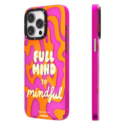 Apple iPhone 15 Pro Max Case Text Patterned Youngkit Mindfulness Series Cover Purple