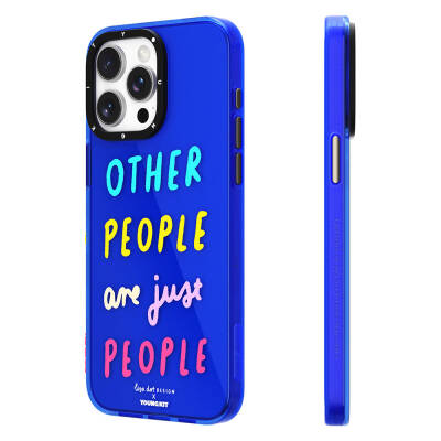 Apple iPhone 15 Pro Max Case Text Patterned Youngkit Mindfulness Series Cover Blue