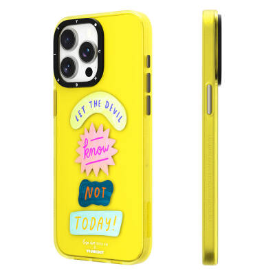 Apple iPhone 15 Pro Max Case Text Patterned Youngkit Mindfulness Series Cover Yellow