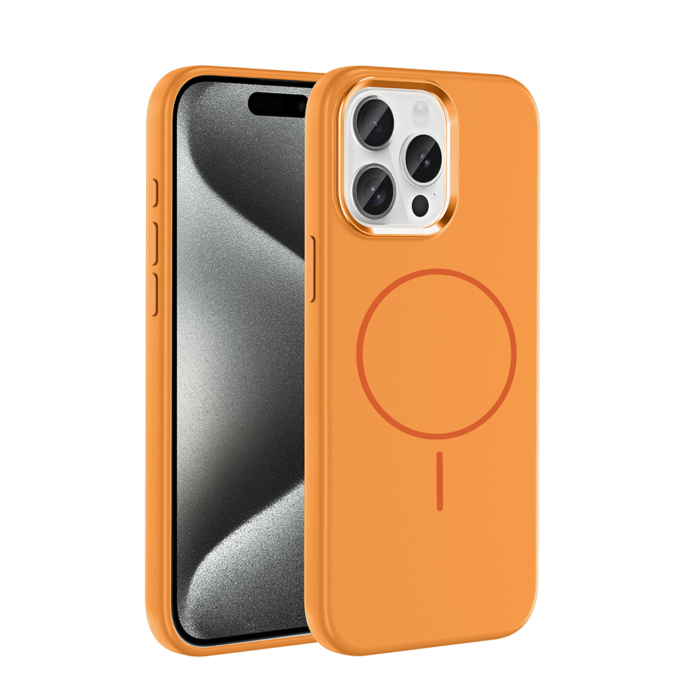 Apple iPhone 15 Pro Max Case with M-Safe Charging Feature, Metal Camera Frame, Zore Edi Silicone Cover - 5