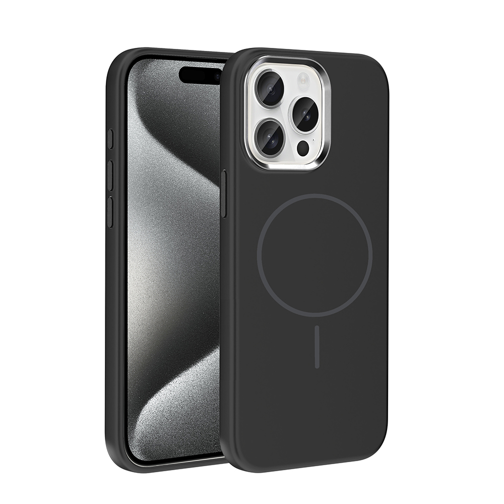 Apple iPhone 15 Pro Max Case with M-Safe Charging Feature, Metal Camera Frame, Zore Edi Silicone Cover - 8