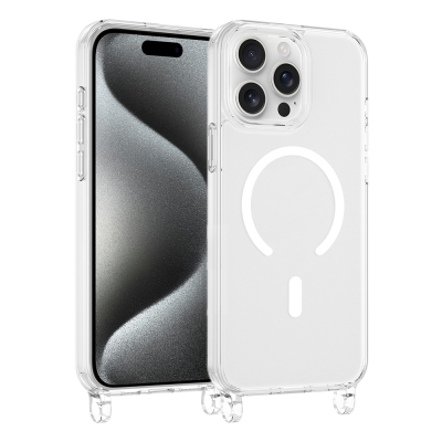 Apple iPhone 15 Pro Max Case with M-safe Charging Feature Zore X-Rop Cover Şeffaf