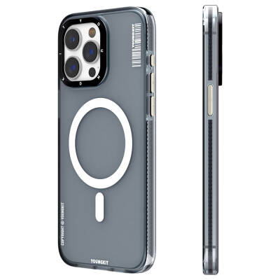 Apple iPhone 15 Pro Max Case Youngkit Jiansha Series Cover with Magsafe Charging Feature Black