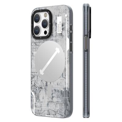 Apple iPhone 15 Pro Max Case YoungKit Technology Series Cover with Magsafe Charging Feature White