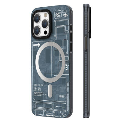 Apple iPhone 15 Pro Max Case YoungKit Technology Series Cover with Magsafe Charging Feature Black