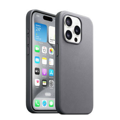 Apple iPhone 15 Pro Max Case Zore Magsafe Charge Feature Micro Fiber Optimal Cover Grey