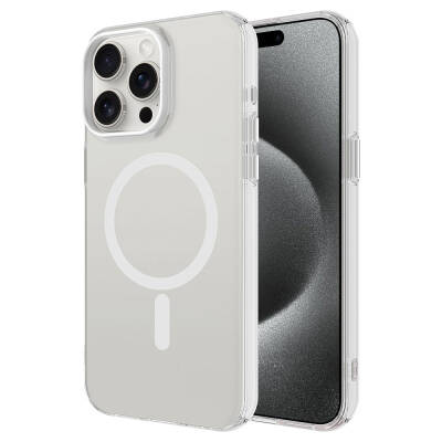 Apple iPhone 15 Pro Max Case Zore Magsafe Charging Feature Frosted Transparent C-Pro Hard Cover Colorless