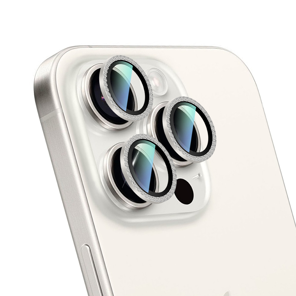 Apple iPhone 15 Pro Max CaseWorld Alloy Sparkling Diamond Series Stone Lens Protector - 6