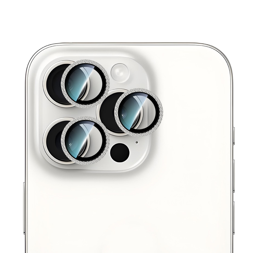 Apple iPhone 15 Pro Max CaseWorld Alloy Sparkling Diamond Series Stone Lens Protector - 4