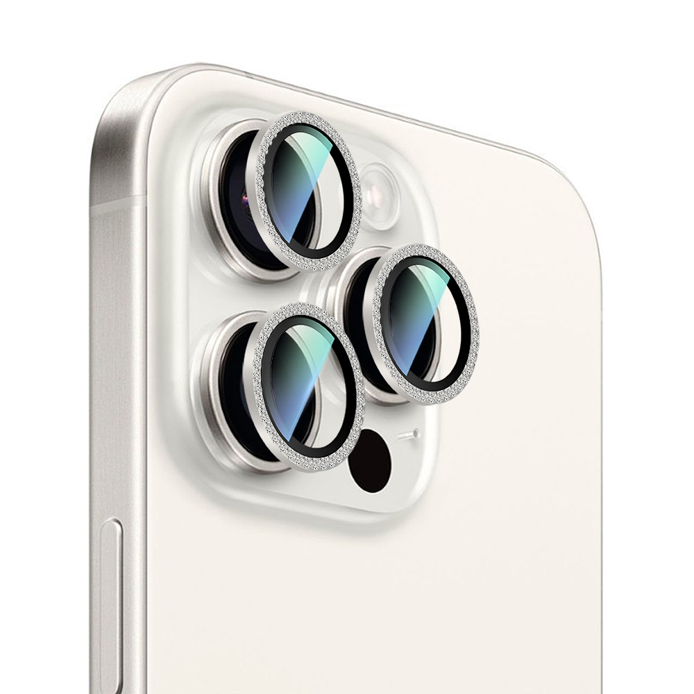 Apple iPhone 15 Pro Max CaseWorld Alloy Sparkling Diamond Series Stone Lens Protector - 5