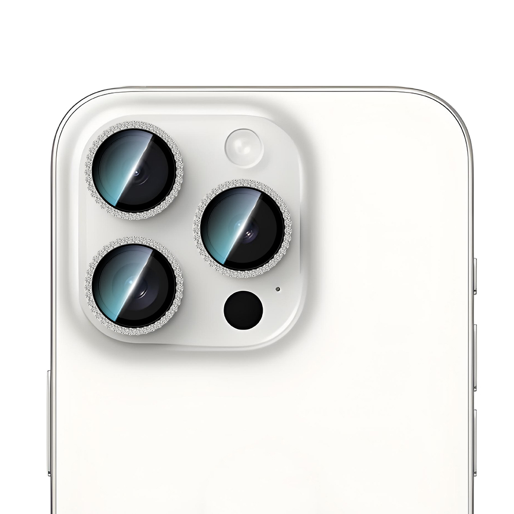 Apple iPhone 15 Pro Max CaseWorld Alloy Sparkling Diamond Series Stone Lens Protector - 3