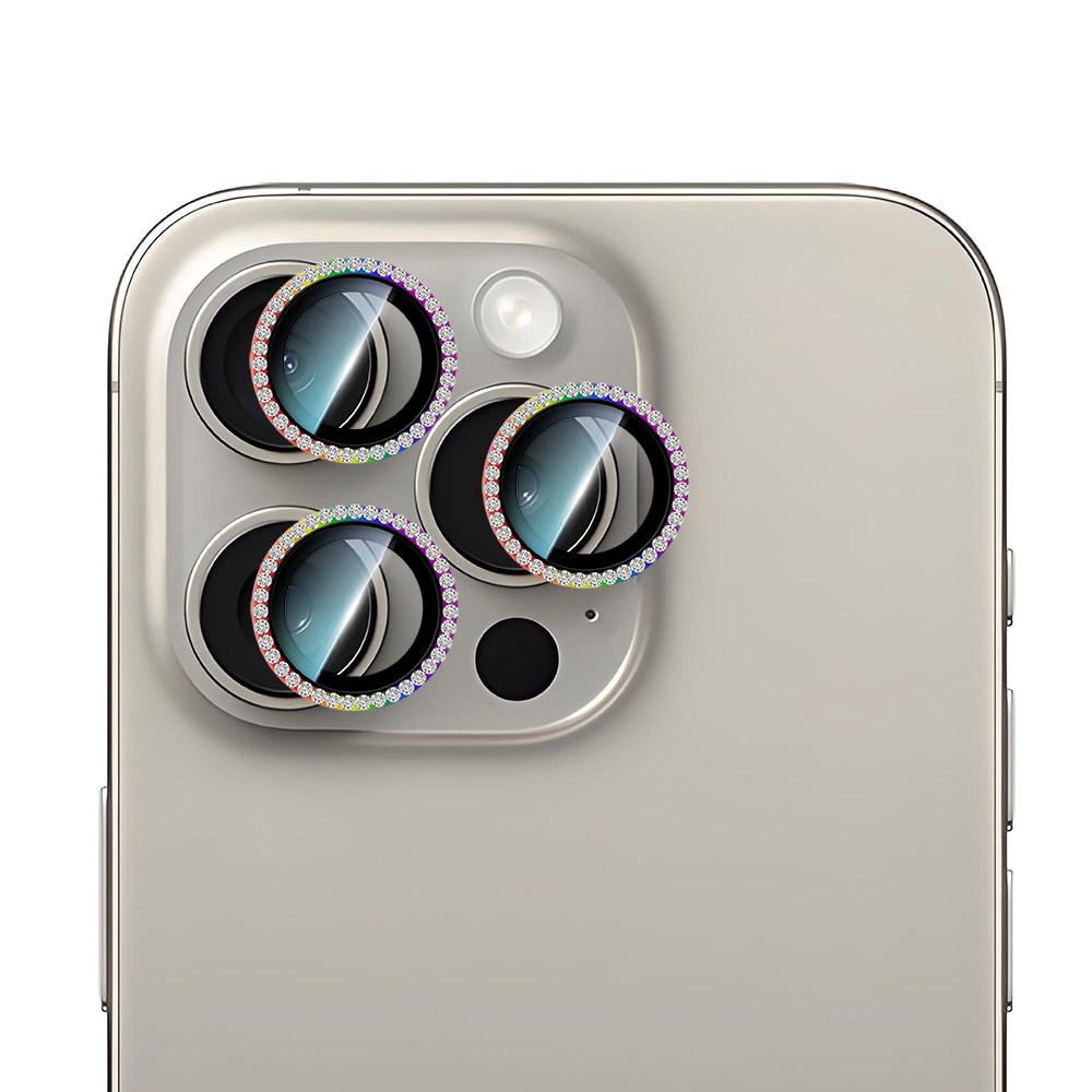 Apple iPhone 15 Pro Max CaseWorld Alloy Sparkling Diamond Series Stone Lens Protector - 7