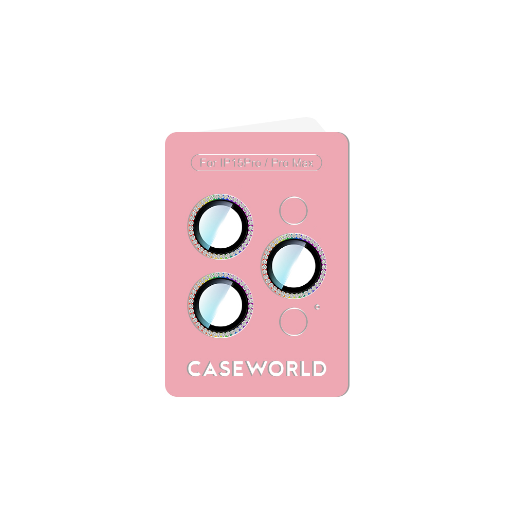 Apple iPhone 15 Pro Max CaseWorld Alloy Sparkling Diamond Series Stone Lens Protector - 11