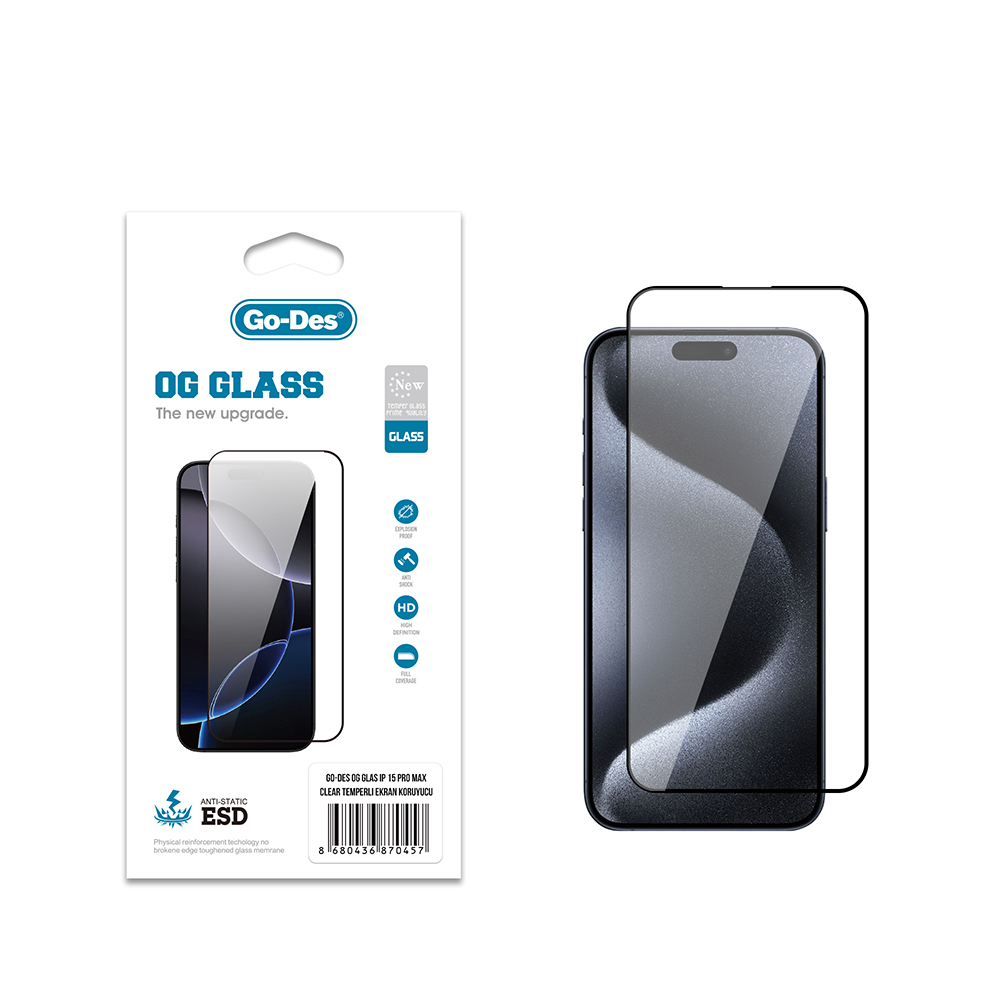 Apple iPhone 15 Pro Max Go Des OG Glass Antistatic Tempered Glass Screen Protector - 2