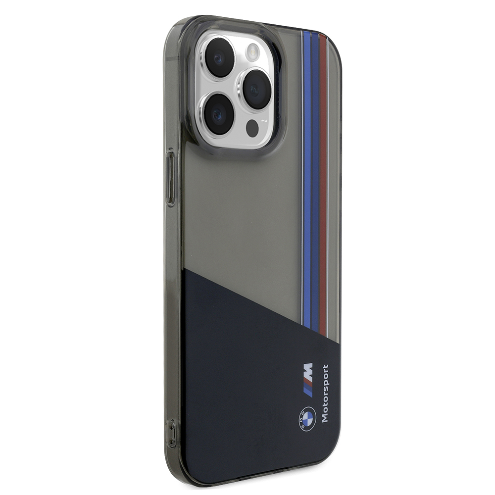 Apple iPhone 15 Pro Max Kılıf BMW Orjinal Lisanslı Yarı Transparan M Dizayn Çizgili Kapak - 5